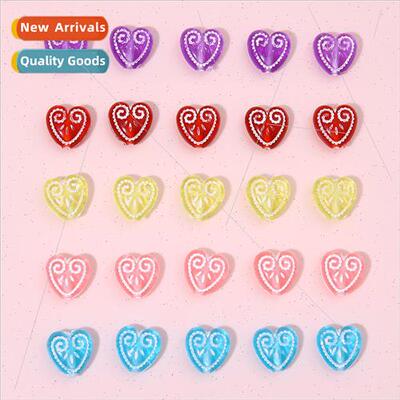 Acrylic embossed printed love heart beads earrings diy mater