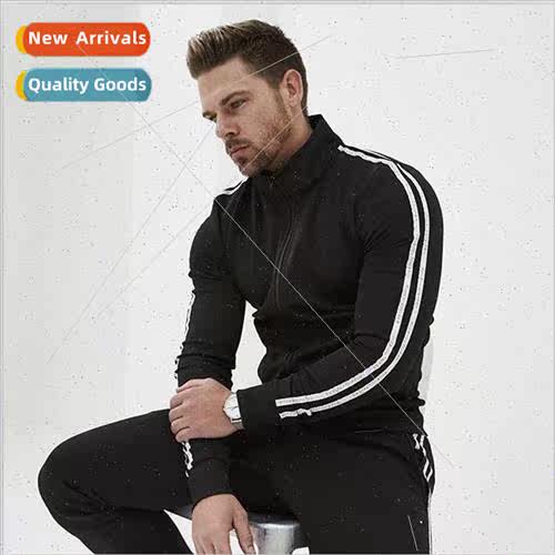 Autumn and winter new striped splicing zipper design mens lo
