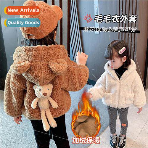 Girls winter new middle child lambs wool thickened jacket ch
