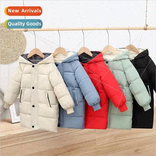 Fall and winter new childrens down cotton medium-length hood