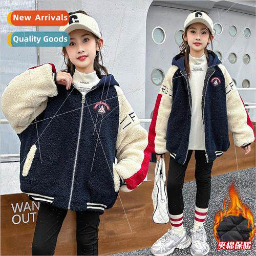 Girls thickened padded jacket fall 2023 new big boy sweater