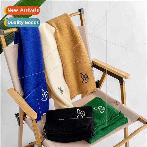 Knitted scarf female autumn and winter embroidery folding ea