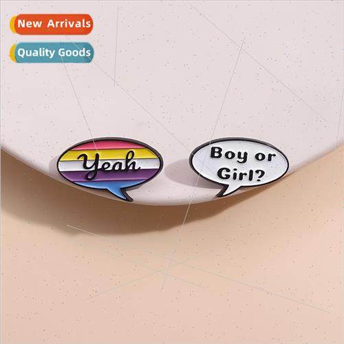 Creative English Dialog Brooch Metal Baked Lacquer Clothing
