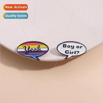 Creative English Dialog Brooch Metal Baked Lacquer Clothing