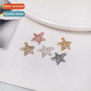 18K gold-plated color-preserved pentagram bar zircon pendant