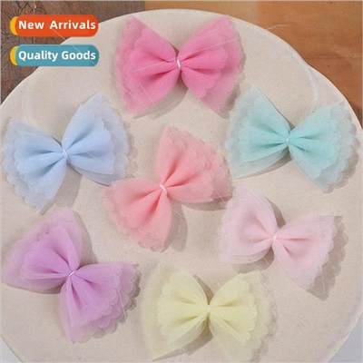 Childrens super fairy double wave edge mesh bow diy handmade