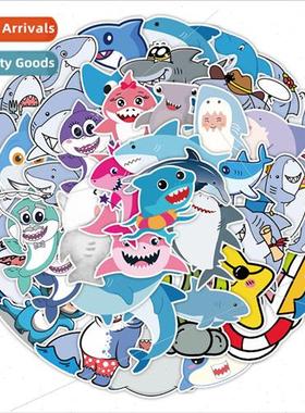 50 shark cartoon stickers bookshelf water cup computer decor