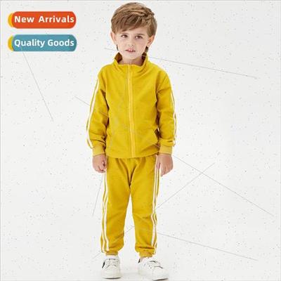 Sportswear boys and girls knitted zipper shirt two-piece set
