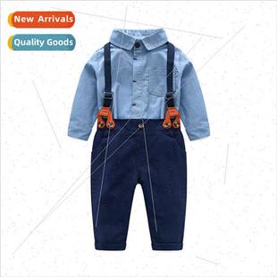 ins spring and fall pajamas crawling suit boys suit top + ba