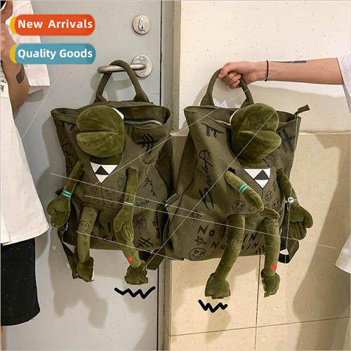 Shoulder bag 2022 new cool green frog backpack large capacit