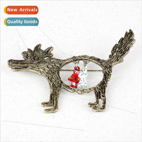 Skeleton cartoon animal big pin fairy tale Big Bad Wolf ttle