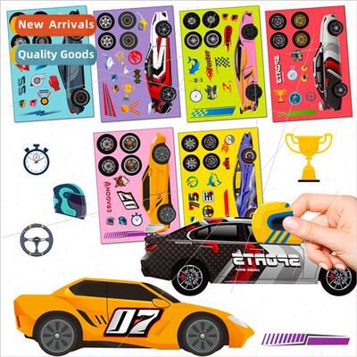 6/pack sports car face stickers toy puzzle stickers cartoon