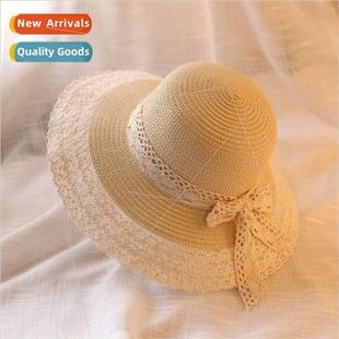 bow fashion seaside Hollow fisherman lace vacation hat edge