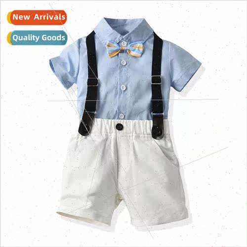 Childrens suit summer cotton breathable short-sleeved shirt