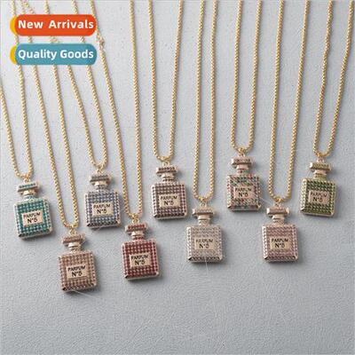 Multi-color full diamonds and diamonds perfume bottle pendan