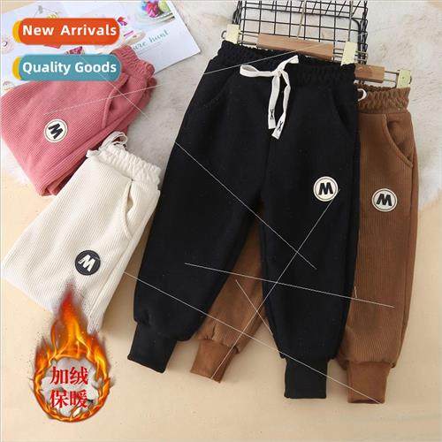 The new childrens padded pants winter thickened baby casual