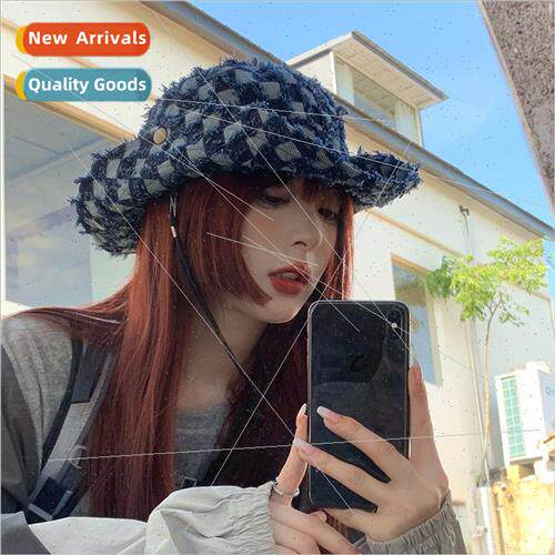 Checkerboard western cowboy hat female new spring and fall o