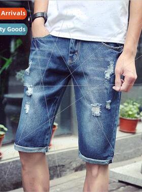 2020 summer mens broken holes denim mens denim shorts Japane