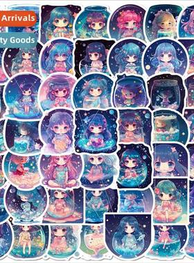 50 pcs starry sky girl doodle stickers new starry sky moonli