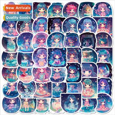 50 pcs starry sky girl doodle stickers new starry sky moonli