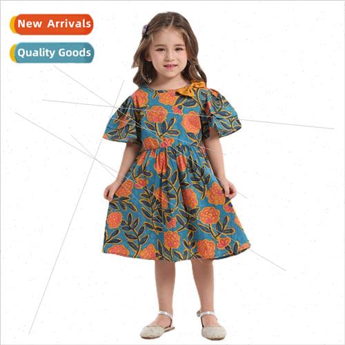 Summer Printed Pleated Dress 2023 Girls Chao Fan New Short S