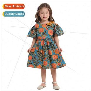 Summer Printed Pleated Dress 2023 Girls Chao Fan New Short S