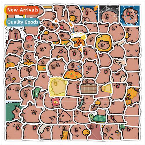 100 pcs of cute capybara water dolphin stickers cartoon anim