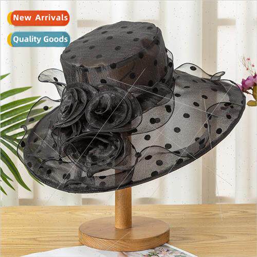 Sun hat ladies summer large brim sunscreen polka dot flowers