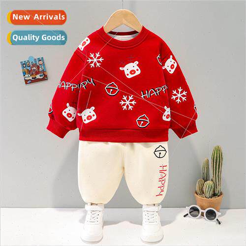 Boys padded suit girls baby long-sleeved thickened sweater w