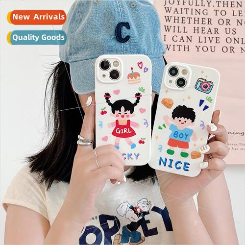 Korean  ins cartoon braid girl 适用 iPhone 13/14 phone case