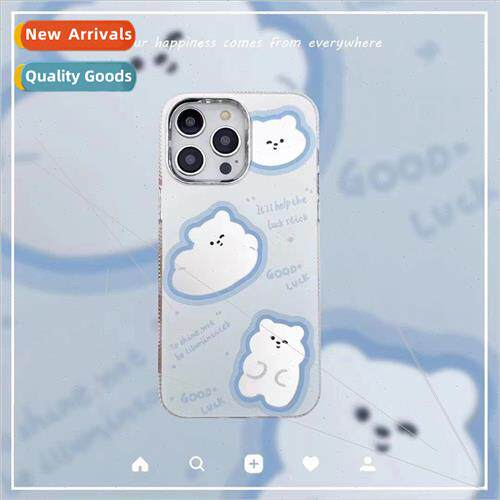Cartoon cute blue bear 适用 iPhone 13/12 Apple 14ProMax phon