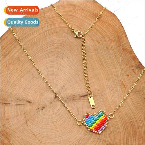 New handmade knitted jewelry fashion seven rainbow  love hea