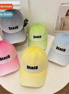 Yellow duck tongue cap multi-color new round top letters emb