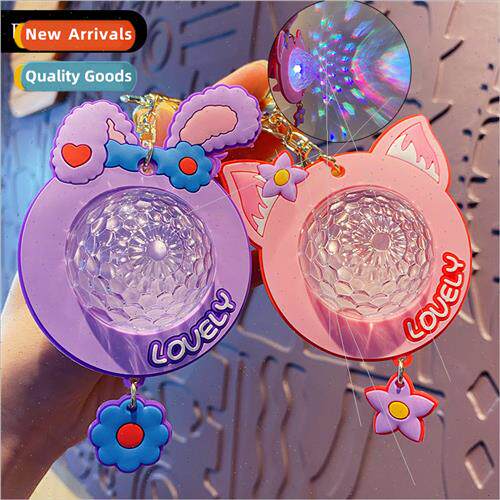 Cartoon colorful ambient light cute strawberry bear keychain