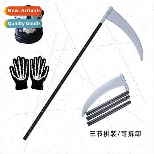 Halloween props scythe party adult Grim Reaper black cape cl