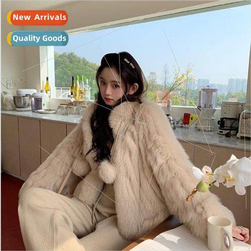 2023 Winter New Short imported Fox Hair Car Stripe Fur Coat