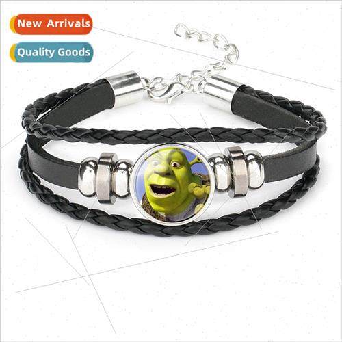 Jewelry punk weave cowhide anime Shrek bracelet men and wome