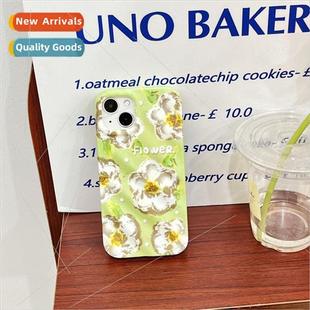 Green Flowers Phone Painting 14promax Fresh Apple Oil 适用