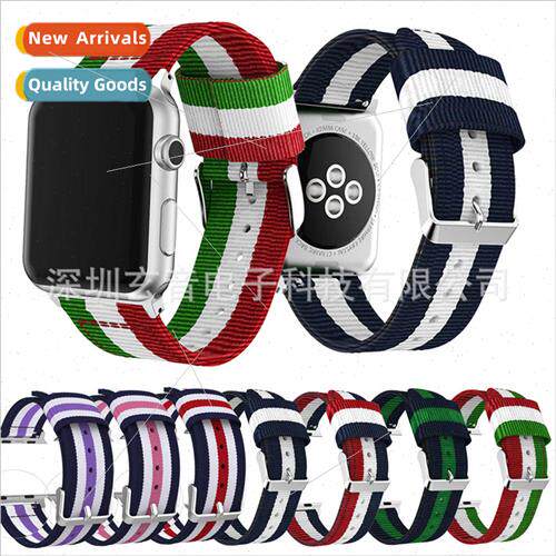 适用 Apple watch S7 Apple striped nylon strap canvas watch b