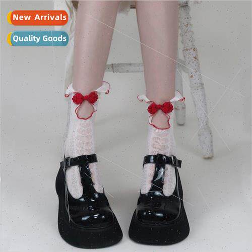 Black love heart tube pile pile socks wooden ear lace retro