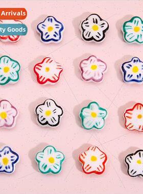 Irregular five-petal flower ceramic double-sided hand-painte
