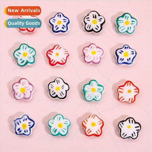 Irregular five-petal flower ceramic double-sided hand-painte