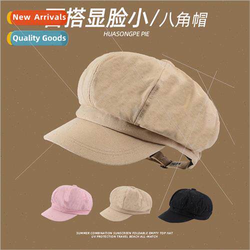 Beret sunscreen versatile show face small sun hat students t
