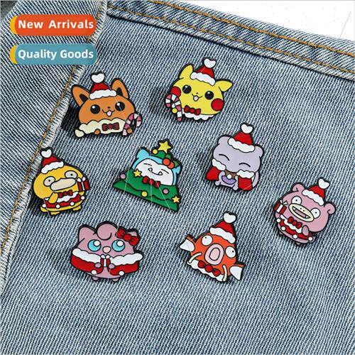 Japanese cute cartoon Pokémon alloy brooch Christmas theme