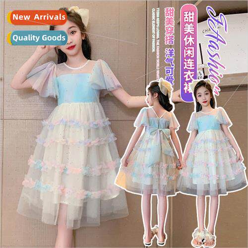Girls dress summer 2023 new 适用eign- rainbow gradient femal