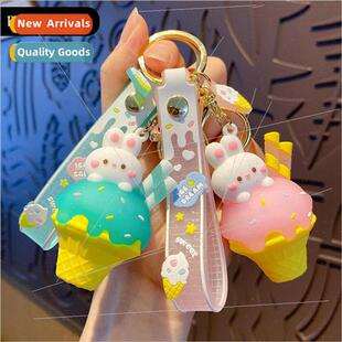 ice cream heart cute girl dessert keychain Creative bunny