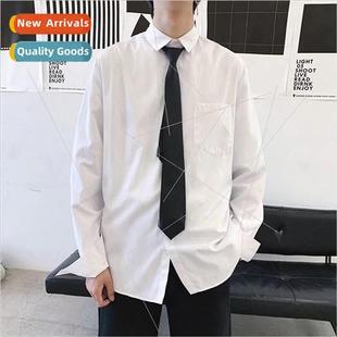 sleeved shirt inch color white long Korean Solid mens