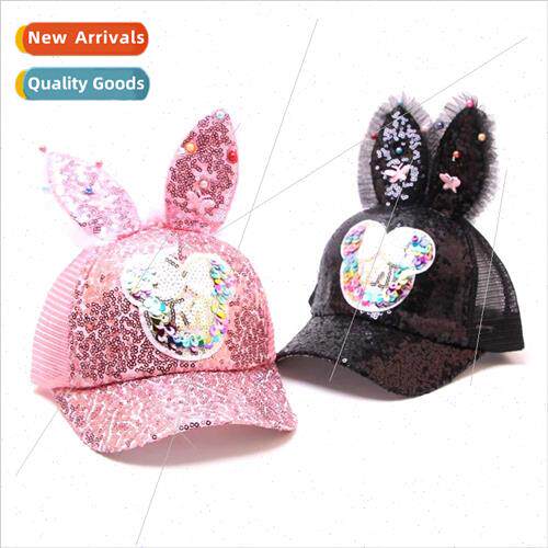 New childrens net hat cartoon rabbit ears sunscreen sun hat