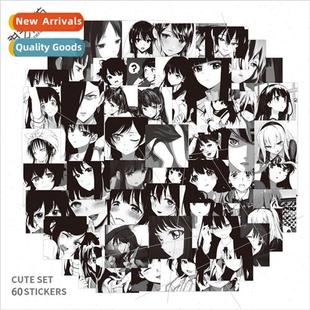 and white stickers Japanese graffiti black head female