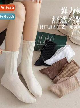 Spring and Autumn new solid color mid-calf socks female Japa